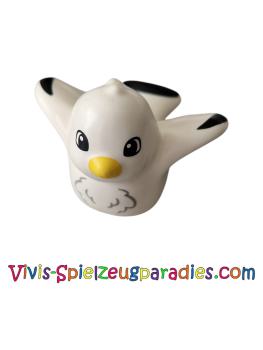 Lego Duplo Vogel Möwe mit schwarzen Flügelspitzen, gelbem Schnabelmuster (27030pb04)