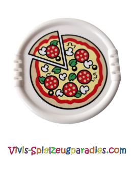 Lego Duplo Teller mit Pizza mit Peperoni, Pilzen, Basilikum und schwarzen Oliven Muster (27372pb06)