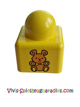 Lego Primo Stein 1 x 1  mit mittelorangefarbenem Teddybären auf gegenüberliegenden Seiten (31000pb05)