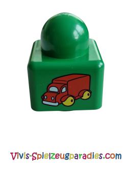 Lego Primo Stein 1 x 1 mit rotem Truck auf gegenüberliegenden Seiten (31000pb06)