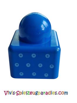 LEGO Primo Stein 1x1 mit 10 kleinen Punkten Muster auf gegenüberliegenden Seiten (31000pb20) blau