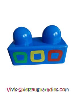 Lego Primo Stein 1 x 2 mit grünem, gelbem und rotem Quadratmuster (31001px3)