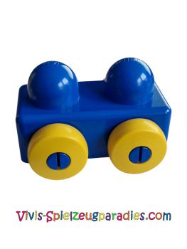Lego Duplo Primo Fahrzeugwagen ohne Anhängerkupplung mit gelben Rädern (31008c01) blau