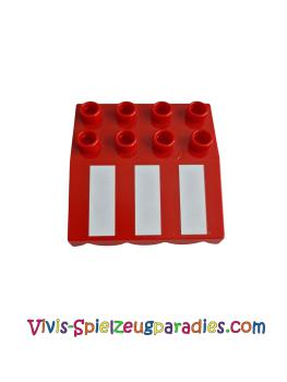 Lego Duplo Dach schräg 33 4 x 4 mit Markisenüberstand und 3 weißen Streifen Kurzmuster (3170pb01)