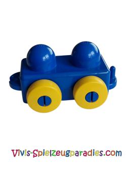 Lego Duplo Primo Fahrzeugwagen mit Anhängerkupplung und gelben Rädern (31605c01) blau