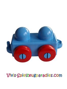 Lego Duplo Primo Fahrzeugwagen mit Anhängerkupplung und roten Rädern (31605c02) mittel blau