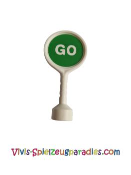 Lego Duplo Utensil Rundes Schild mit Griff mit 'GO' und 'STOP' Muster (41759pb02)