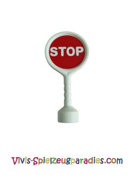 Lego Duplo Utensil Rundes Schild mit Griff mit 'GO' und 'STOP' Muster (41759pb02)