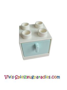 Lego Duplo Furniture Cabinet 2x2x1.5 Drawer light aqua (4890, 4891) white