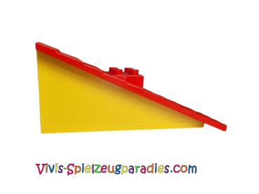 Lego Duplo Dachschräge 22,5 1 x 11 x 4 mit roten Schindeln und Schornstein (4896c01) gelb
