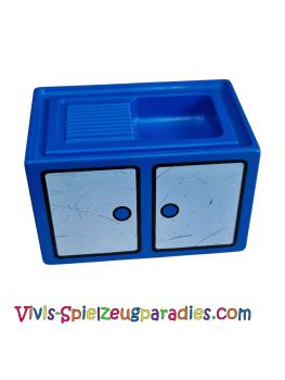 Lego Duplo, Möbel Waschbecken mit weißem Schrankmuster(4906pb01) blau