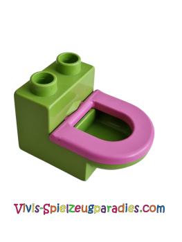 Lego Duplo furniture toilet Fabuland lime with dark pink seat (4911 / 4912 / 4911c05)