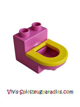 Lego Duplo furniture WC dark pink with yellow seat (4911 / 4912 / 4911c01)