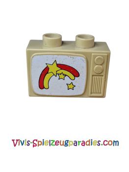 Lego Duplo Utensil TV 1 x 2 1/2 x 1 1/3 mit Regenbogen- und Sternenmuster (4916pb01)