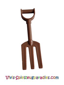 Lego Duplo Utensil Heugabel mit glattem Griff (58086) rotbraun