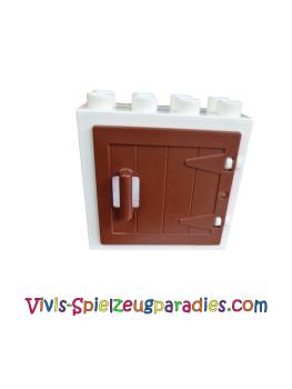 Lego Duplo Tür- / Fensterrahmen 2 x 4 x 3 flache Frontfläche, hinten komplett offen (61649, 87653) weiß, rotbraun