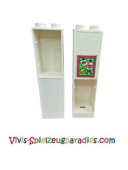 Lego Duplo Wand 2 x 2 x 6 mit Schubladenschlitzen an zwei Seiten mit Sticker Pinnwand aus Set 2792 (6462) weiß