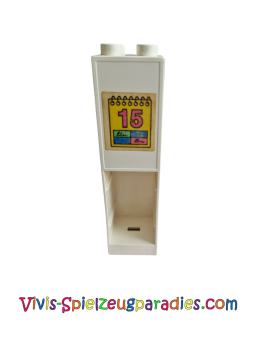 Lego Duplo Wand 2 x 2 x 6 mit Schubladenschlitzen an zwei Seiten mit Sticker Raupe, Kalender (6462) weiß