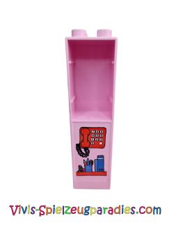 Lego Duplo Wand 2 x 2 x 6 mit Schubladenschlitzen an zwei Seiten mit Telefonmuster (6462c01)
