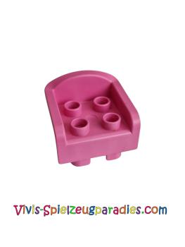 Lego Duplo Möbel Stuhl mit 4 Noppen, gebogener Rückenlehne und Füßen (6477) dunkelrosa