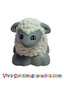 Lego Duplo-Schaf, Lamm-Baby mit hell-bläulich-grauen Beinen und Kopfmuster (69719pb01)