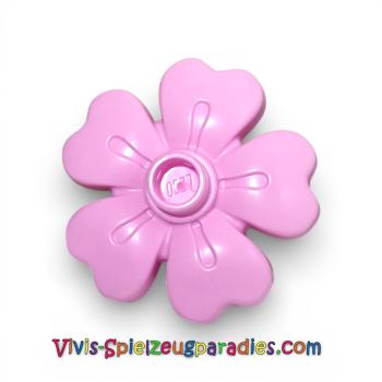 Lego Duplo, Blüte 3 x 3 mit 5 Blättern und oberem Ständer  (84195) Hellrosa