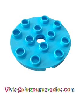 Lego Duplo, Platte rund 4 x 4 mit Loch und Verriegelungsrillen (98222) mittleres Azur