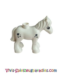 Lego Duplo Pferd Baby Fohlen Pony mit kleinen dunkel bläulich-grauen Flecken (Pferd03C01PB03)