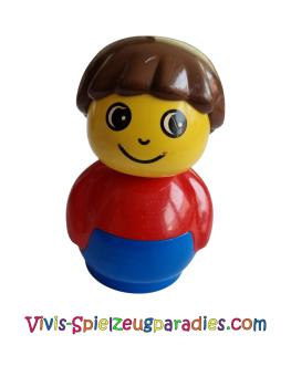 Lego Duplo Primo Figur Junge mit blauem Sockel, rotem Oberteil, braunen Haaren (baby001)