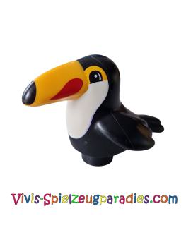 Lego Duplo Vogel Tukan mit weißer Brust und leuchtend hellorangem Schnabelmuster  (BB0917pb02)