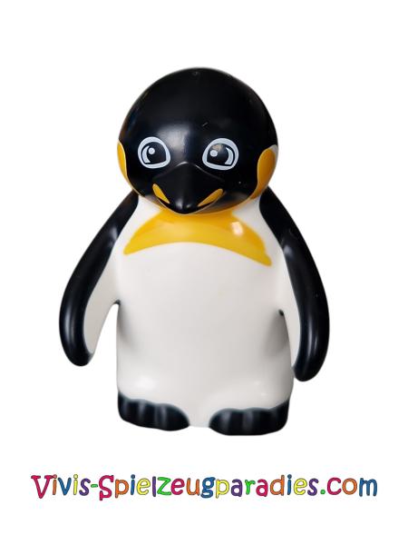 Lego Duplo Pinguin-Baby mit geformtem weißem Bauch und Gesicht sowie bedrucktem schwarzen Schnabel (84210pb02)