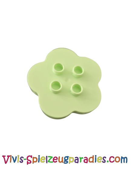 Lego Duplo, Stein, Blüte, Tisch Rund 4 x 4 Flat Top gewellt mit 2 x 2 Nieten (15515) gelblich Grün