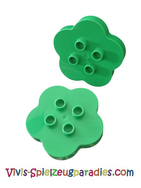 Lego Duplo, Stein, Blüte, Tisch Rund 4 x 4 Flat Top gewellt mit 2 x 2 Nieten (15515) Hellgrün