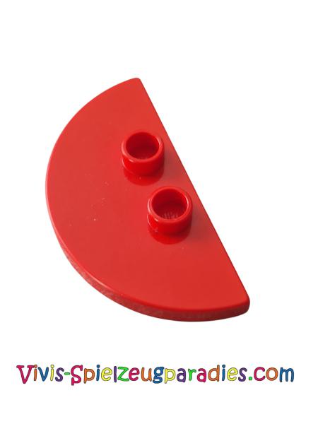 Lego Duplo-Fliese, modifizierte 2 x 4 x 1/3 (dünne) Halbkreise mit 2 Noppen (3808) rot