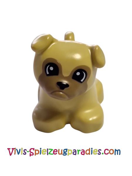 Lego Duplo Hund Bulldogge dunkelbraunen Augenkonturen (65161pb02)