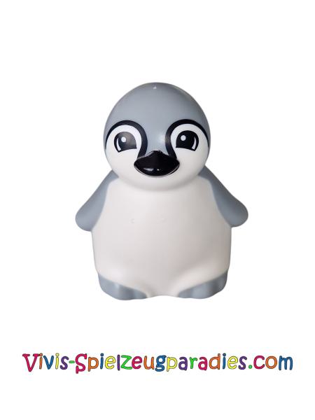 Lego Duplo Pinguin-Baby mit geformtem weißem Bauch und Gesicht sowie bedrucktem schwarzen Schnabel (84210pb02)