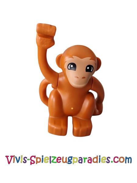 Lego Duplo-Affe, gekrümmter Schwanz zur Seite gedreht mit Nougat-Gesichtsmuster (BB0953c01pb01)