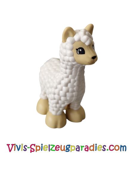 Lego Duplo-Alpaca / Lama mit gebräunten Füßen und Gesicht sowie schwarzen Augen (BB1285pb01)