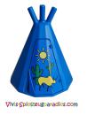 Lego Duplo Tipi mit Tür- / Fensterscheibe  mit Sonne, Kakteen und Büffelmuster ( 31178, 31179pb02) blau