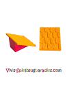 Lego  Duplo, Dach schräg 30 4 x 4 mit Schindelprofil und rotem Sockel (4860c03) Hellorange