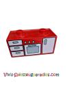 Lego Duplo, Möbel Ofen mit 2 Herdplatten mit weißem Türenmuster (4907pb02) rot
