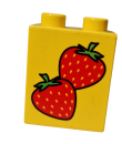 Lego Duplo, brick 1 x 2 x 2 with strawberries (4066pb076]