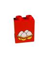 Lego Duplo brick red 1x2x2 printed 4 eggs in box (4066pb050)