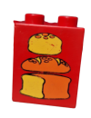 Lego Duplo brick red 1x2x2 printed loaves (4066pb037)