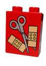 Lego Duplo Stein rot 1x2x2 bedruckt Schere Pflaster (4066pb071)