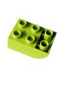 Duplo, brick brick 2 x 3 slope curved inverted (98252) lime