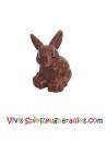 Lego Duplo Hase / Kaninchenkopf nach links gedreht mit Augen oben halbkreisförmig und dunkelrosa Nasenmuster (dupbunnypb01) rotbraun