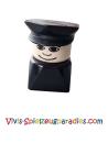 Lego Duplo 2 x 2 x 2 Figur Stein,  männlich auf schwarzem Sockel, schwarzer Polizeihut, breites Lächeln (dupfig002)