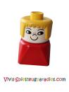 Lego Duplo 2 x 2 x 2 Figur Stein, weiblich auf rotem Sockel, gelbes Haar, Sommersprossen (dupfig011)
